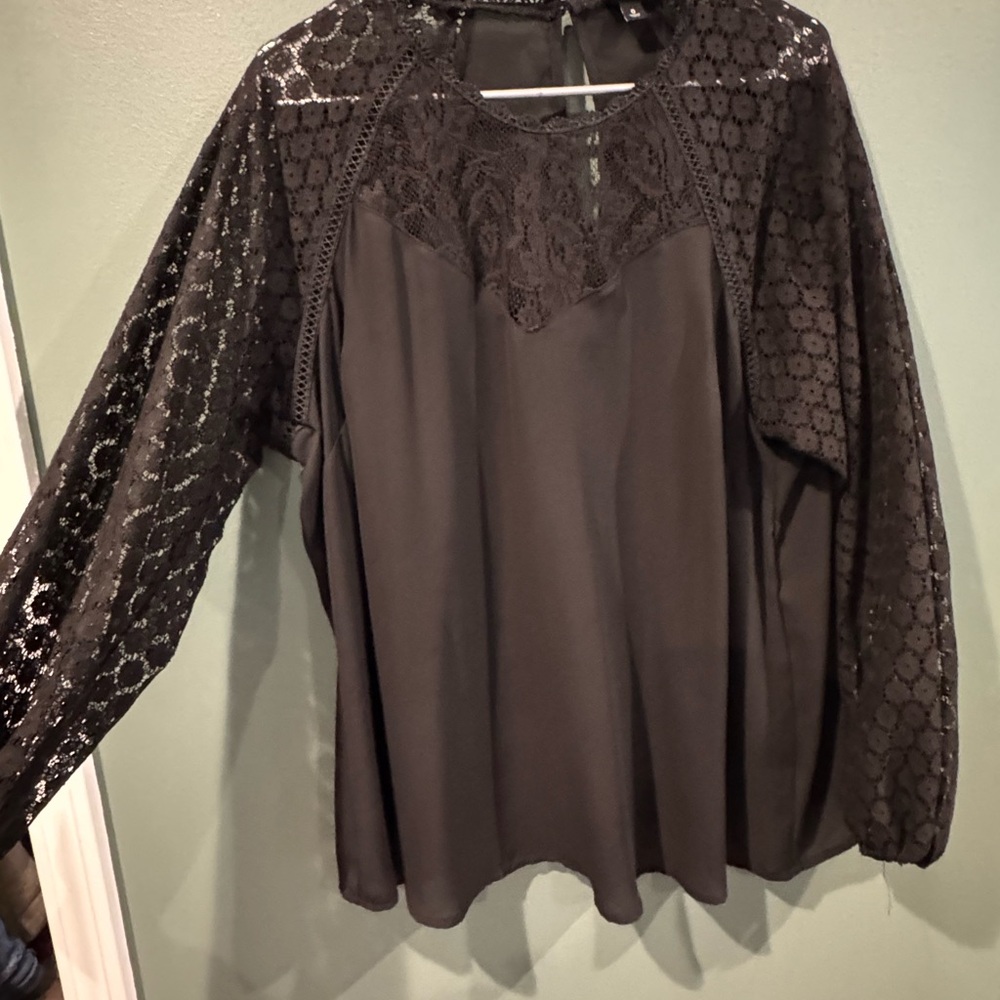 Torrid Black Lace Detail Blouse
